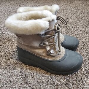 Sorel | Snow Angel Lace Waterproof Winter Faux Fur Suede Boot Beige/Cream Size 6